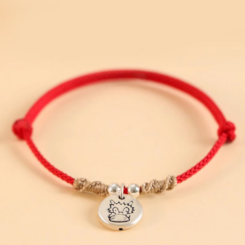 Nimara Ritual Handmade 999 Sterling Silver Year of the Dragon Cute Chinese Zodiac Luck Braided Bracelet