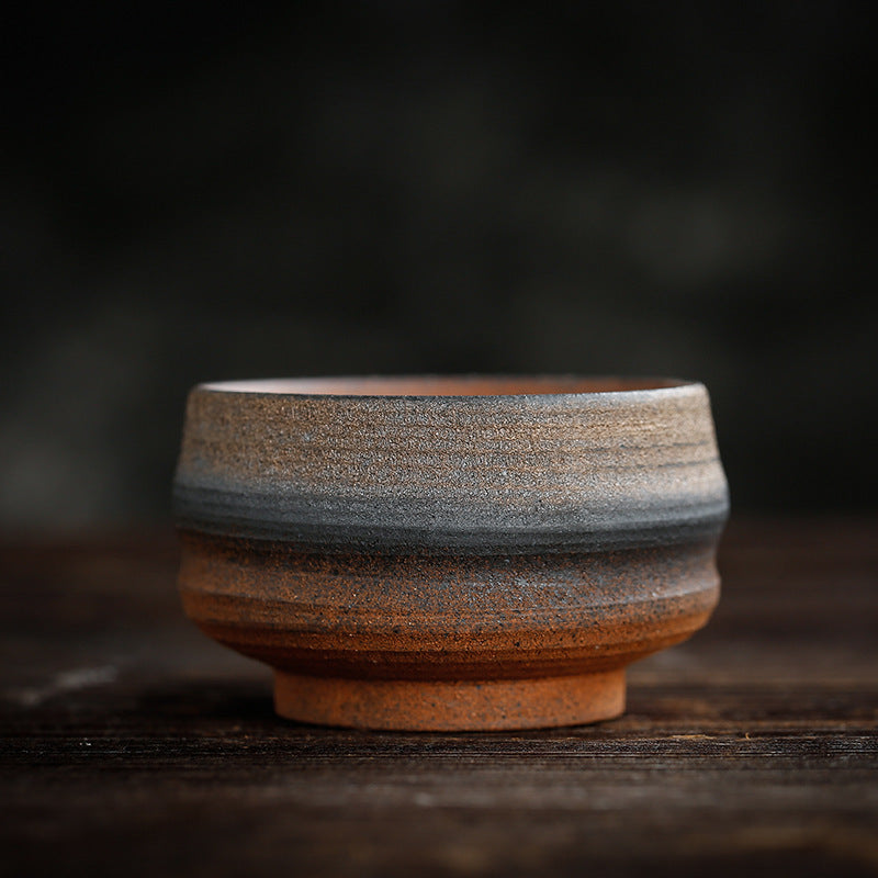 Nimara Ritual Simple Brown Striped Texture Ceramic Teacup Kung Fu Tea Cup Bowl