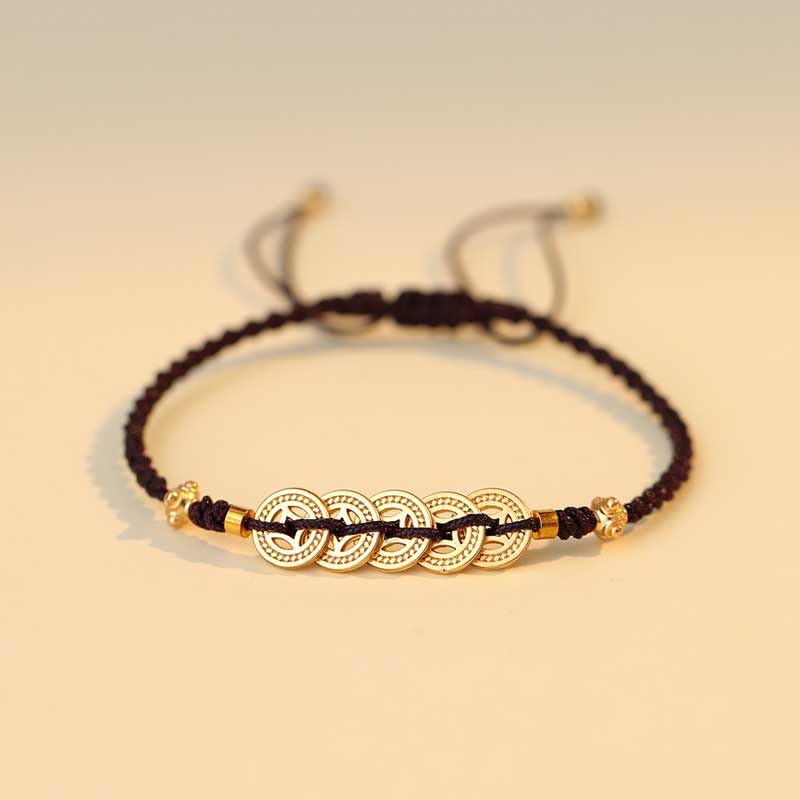 Nimara Ritual Copper Coin Fortune Tree Luck Strength Braided Bracelet
