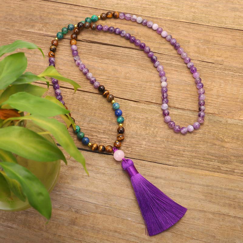 Nimara Ritual Tibetan Amethyst Purify Bracelet Mala Set