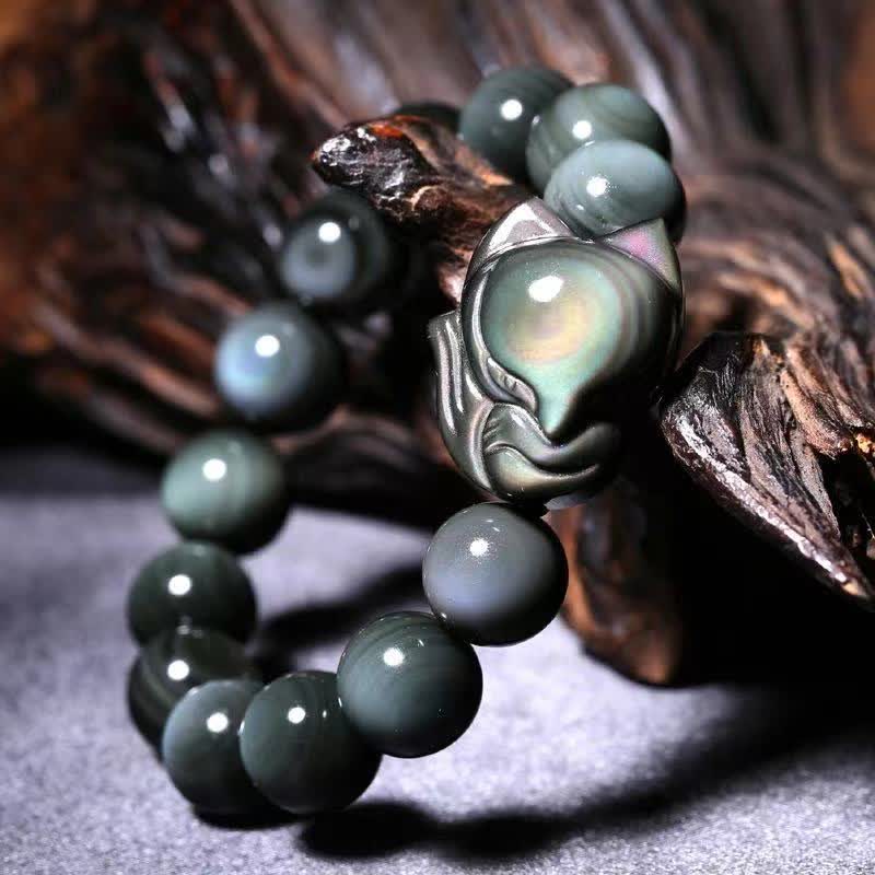 Nimara Ritual Rainbow Obsidian Fox Healing Positive Bracelet
