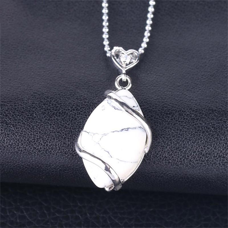 Nimara Ritual Marquise Pattern Natural Crystal Stone Charm Necklace Pendant