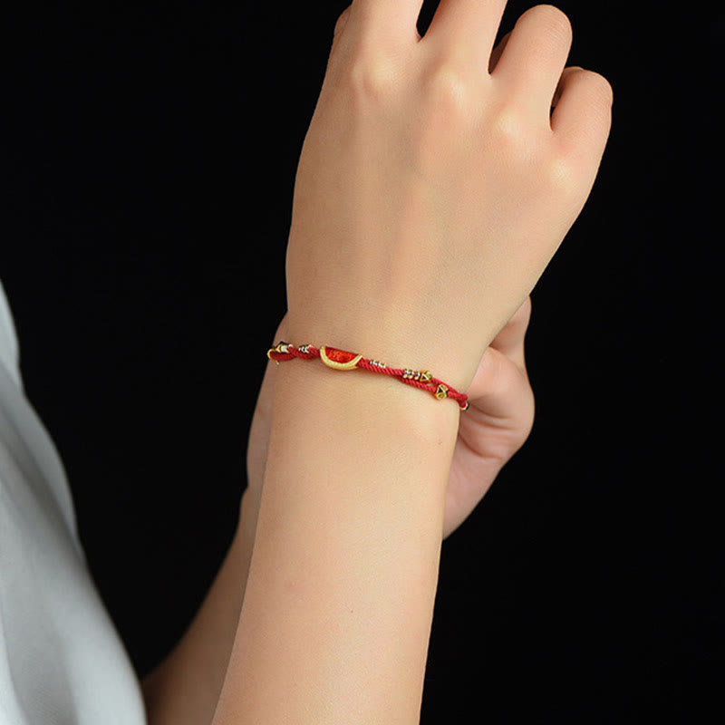 Nimara Ritual Handmade Cinnabar Dumplings Design Luck Braided Red Rope Bracelet