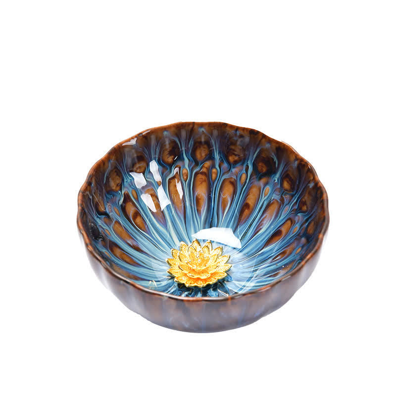Nimara Ritual Lotus Peacock Dragon Phoenix Koi Fish Ceramic Teacup Inlaid Tea Cups 120ml