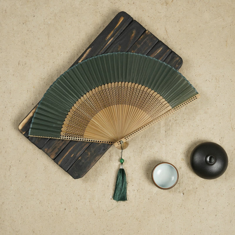Nimara Ritual Vintage Handheld Folding Fan With Bamboo Frames
