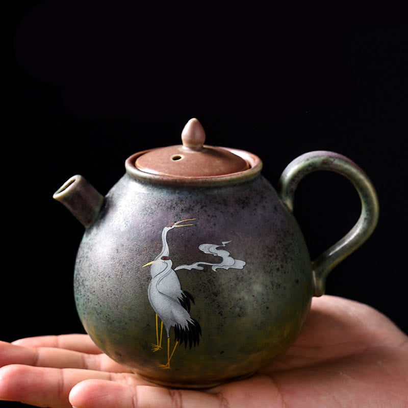 Nimara Ritual White Crane Cloud Chinese Gongfu Tea Ceramic Kung Fu Teapot