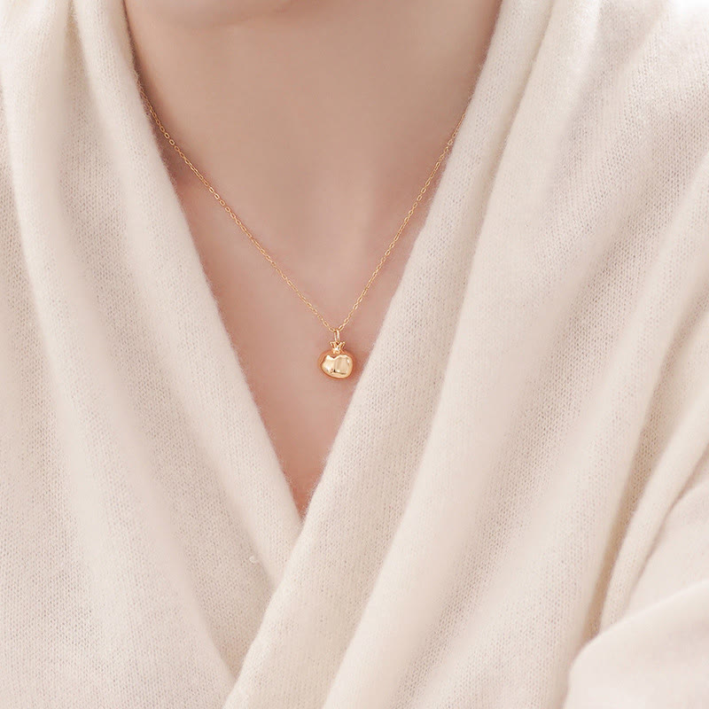 Nimara Ritual 925 Sterling Silver 18k Gold Plated Pomegranate Garnet Crystal Passion Charm Necklace Pendant