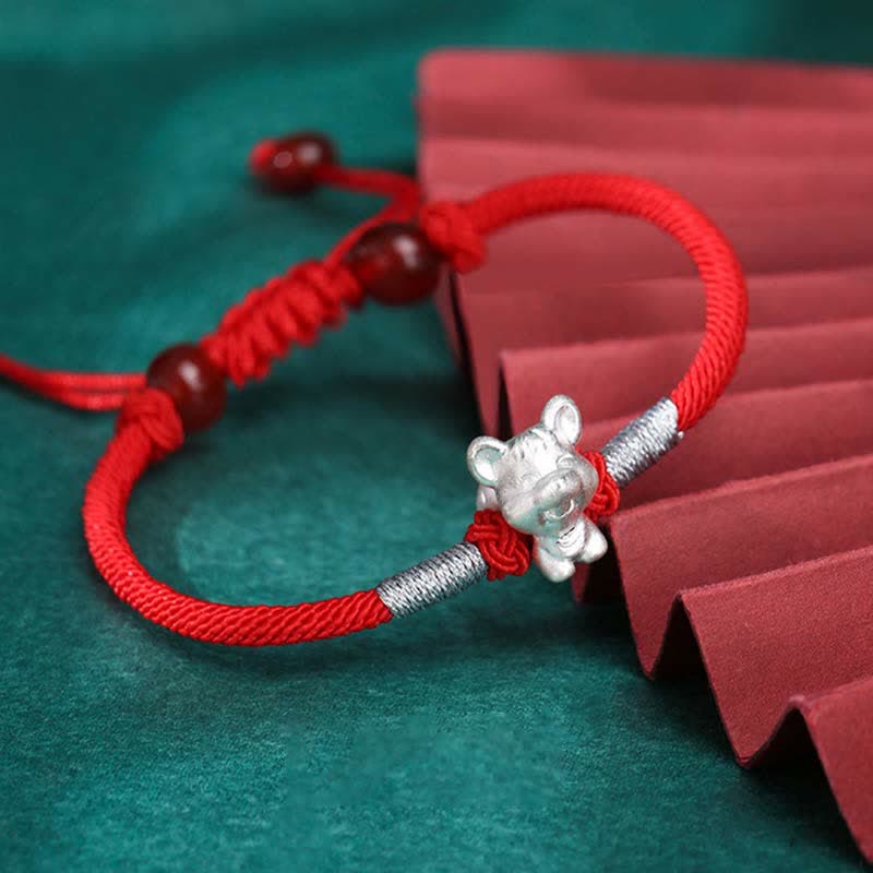 Nimara Ritual 999 Sterling Silver Chinese Zodiac Luck Strength Red String Bracelet