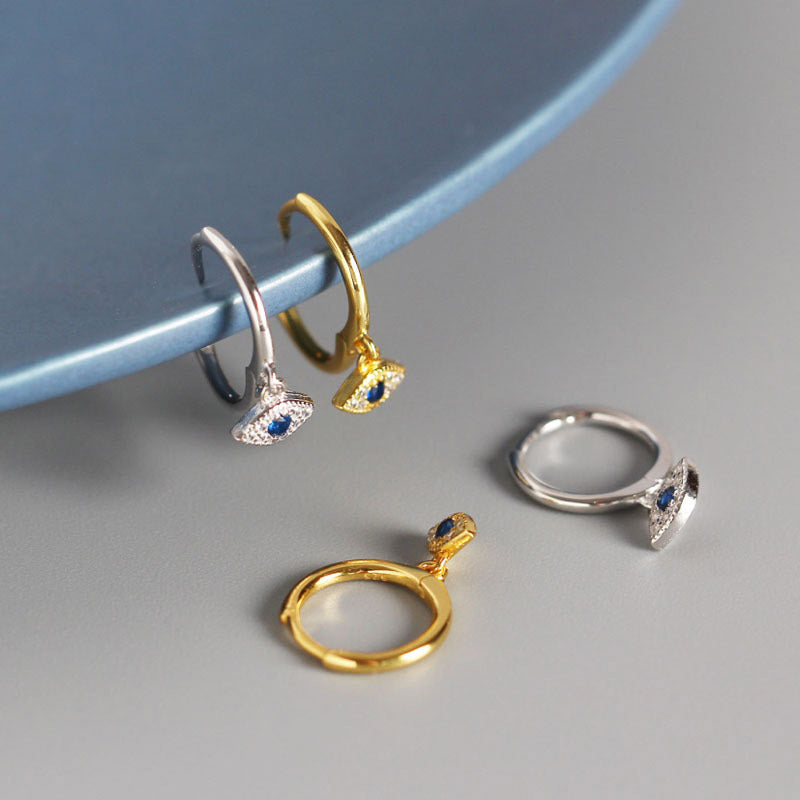 Nimara Ritual 925 Sterling Silver Evil Eye Blessing Protection Stud Earrings