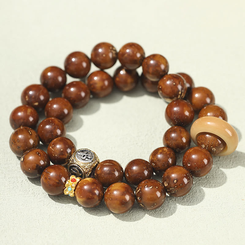 Nimara Ritual Tibetan Natural Purple Gold Rat Bodhi Seed Wealth Double Wrap Bracelet