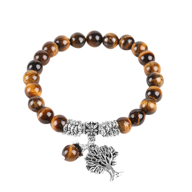 Nimara Ritual Natural Gemstone Tree of Life Lucky Charm Stretch Bracelet