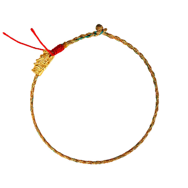 Nimara Ritual Year of the Dragon Handmade Colorful Dragon Carved Success Braided Bracelet