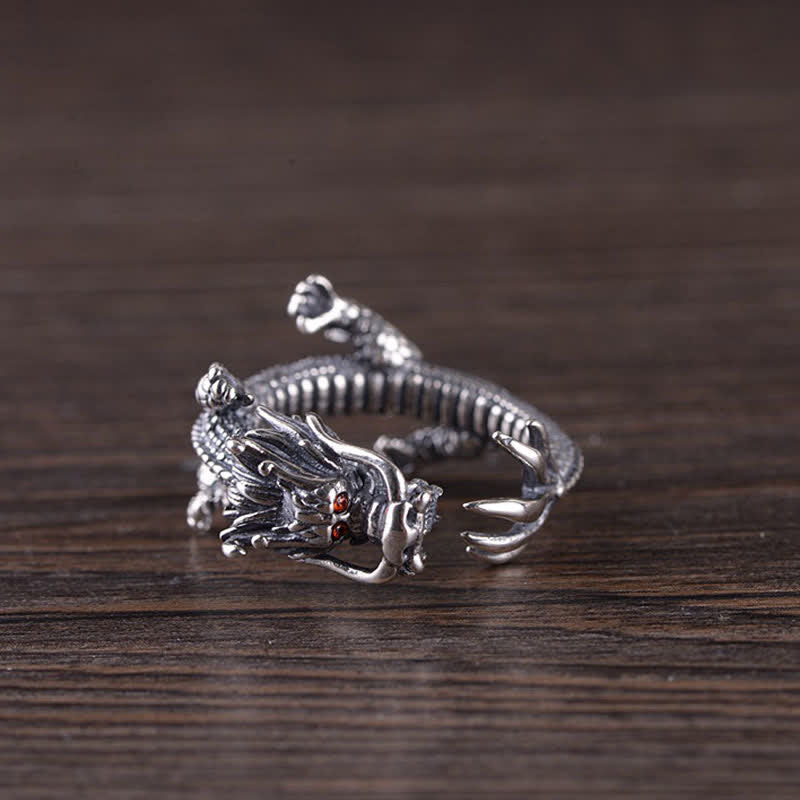 Nimara Ritual 925 Sterling Silver Dragon Luck Protection Ring