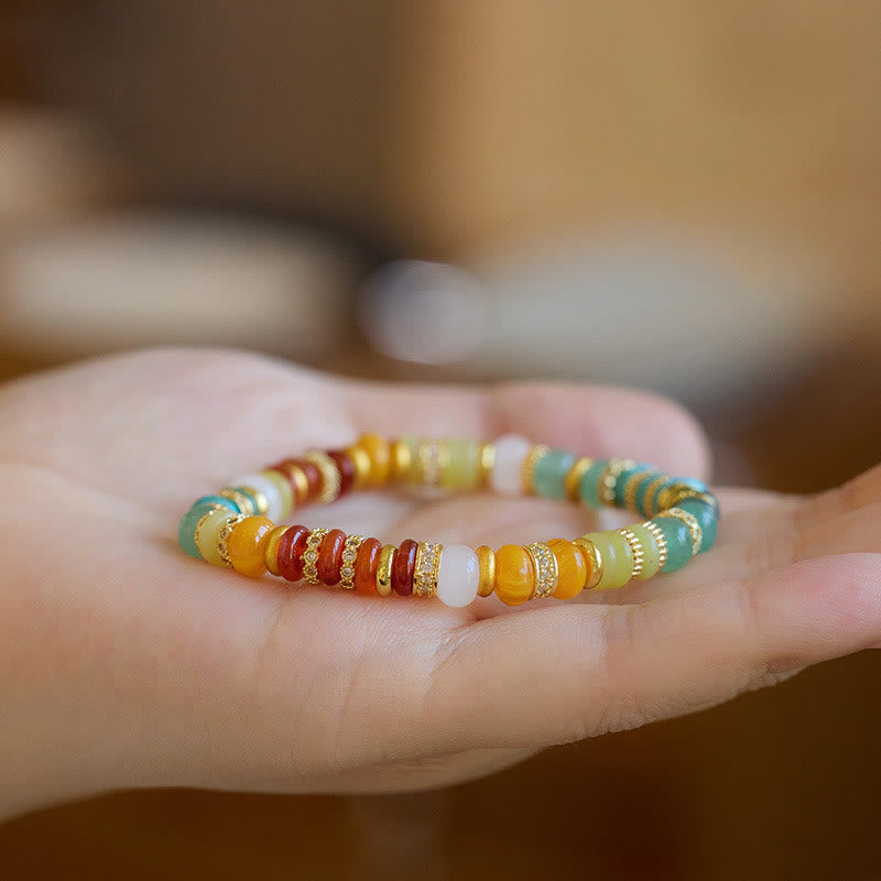 Nimara Ritual Natural Red Agate Jade Rainbow Confidence Bracelet