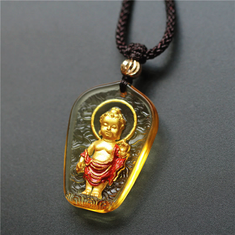 Nimara Ritual Tibetan Buddha Liuli Crystal Serenity Necklace Pendant