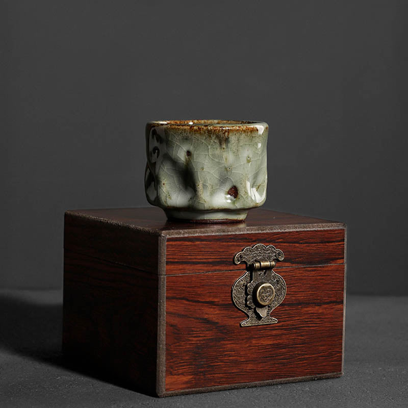Nimara Ritual Handcrafted Simple Cracked Ice Texture Chinese Jianzhan Ceramic Teacup Kung Fu Tea Cup