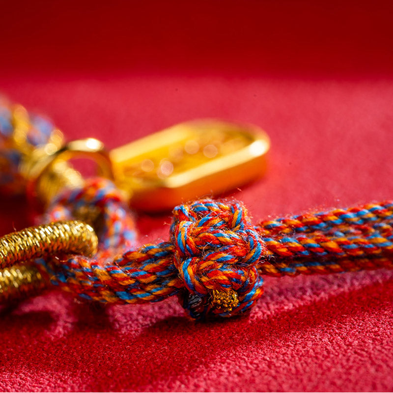 Nimara Ritual Handmade Multicolored Tibetan Om Mani Padme Hum Ruyi Auspicious Charm Braided Bracelet