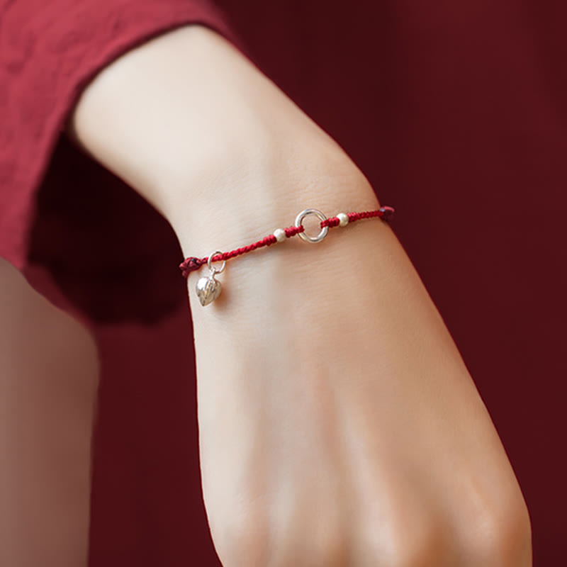Nimara Ritual 925 Sterling Silver Lucky Fortune Peace Joy Lotus Peace Buckle Red String Bracelet