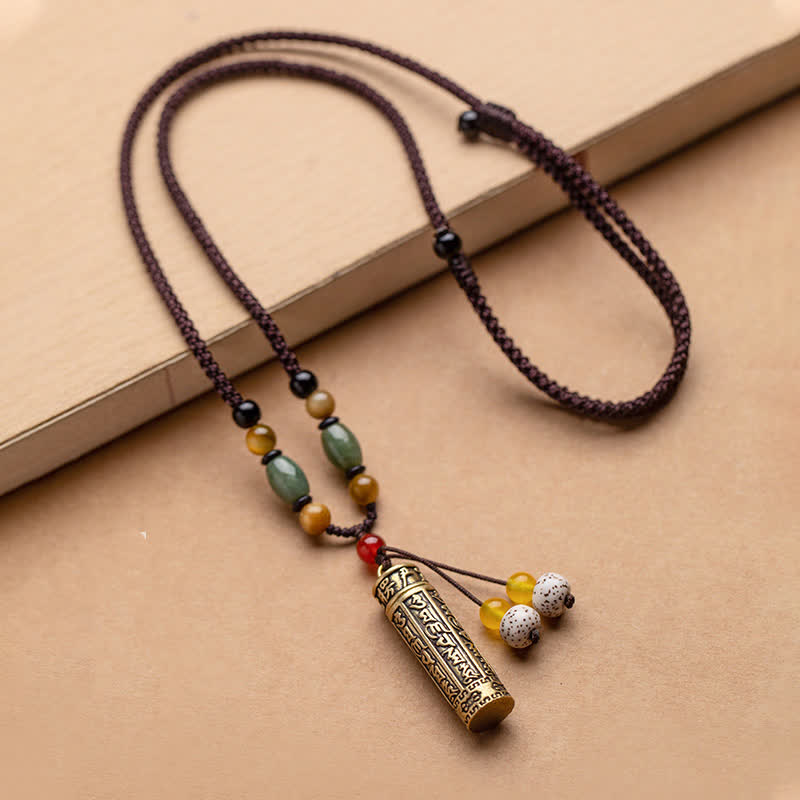 Nimara Ritualhop Tibet Om Mani Padme Hum Agate Shurangama Sutra Protection Necklace Pendant