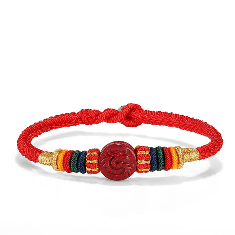Nimara Ritual Year of the Dragon 925 Sterling Silver Chinese Zodiac Cinnabar Auspicious Matches Blessing Bracelet