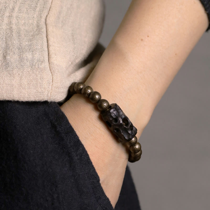Nimara Ritual Tibet Ebony Wood Copper Peace Balance Beaded Bracelet