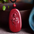 Nimara Ritual Laughing Buddha Yin Yang Chinese Zodiac Gourd Natural Cinnabar Blessing Necklace Pendant
