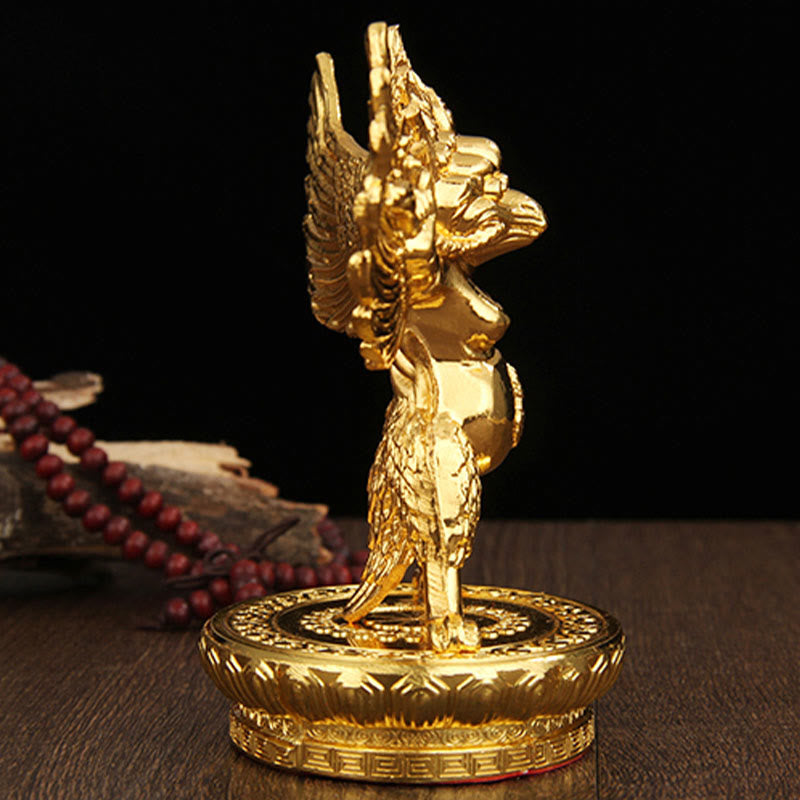 Nimara Ritual Tibetan Gold Garuda Bird Alloy Protection Home Decoration