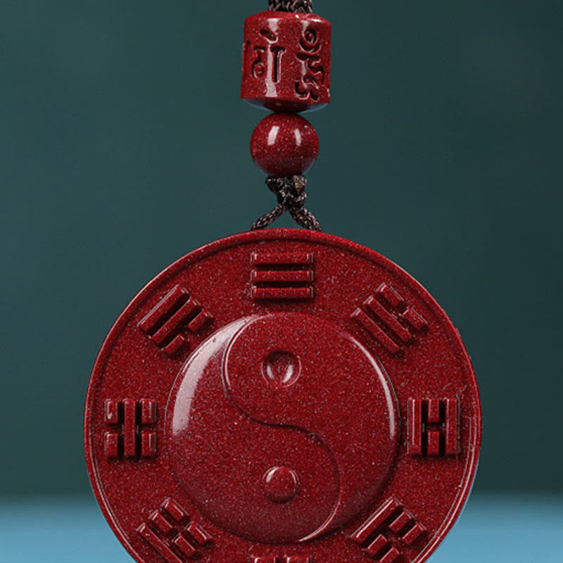 Nimara Ritual Cinnabar Yin Yang Bagua Blessing Necklace Pendant