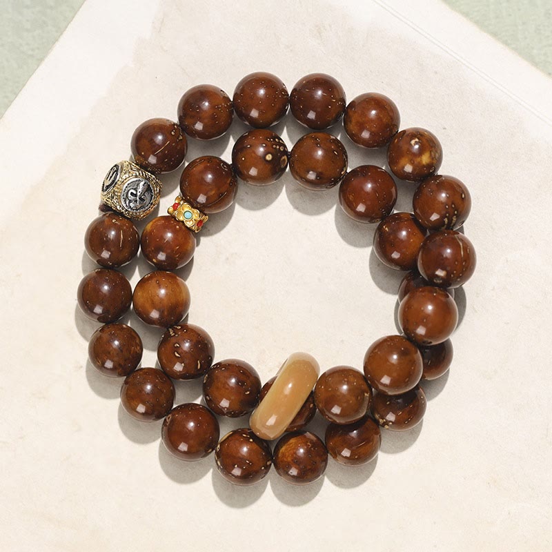 Nimara Ritual Tibetan Natural Purple Gold Rat Bodhi Seed Wealth Double Wrap Bracelet