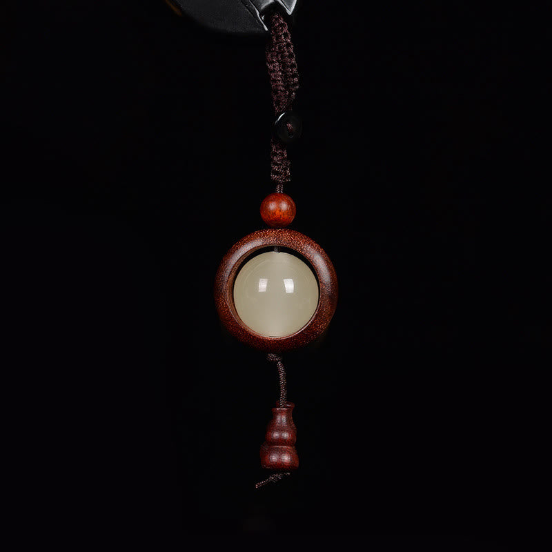 Nimara Ritual Red Sandalwood Ebony Wood Green Sandalwood Luminous Lucky Bead Gourd Peace Key Chain