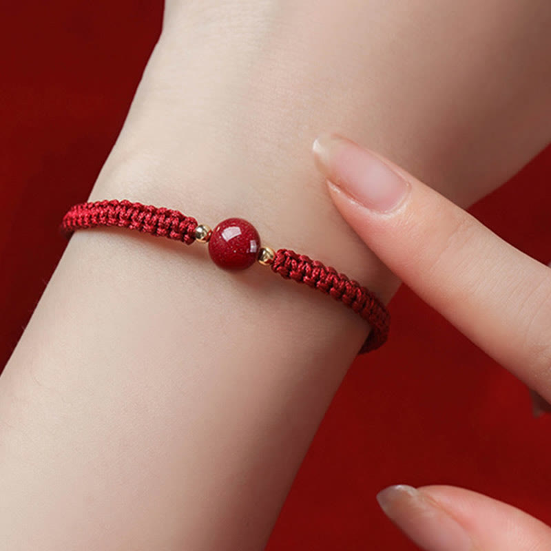 Nimara Ritual Lucky Cinnabar Bead Blessing Red String Bracelet
