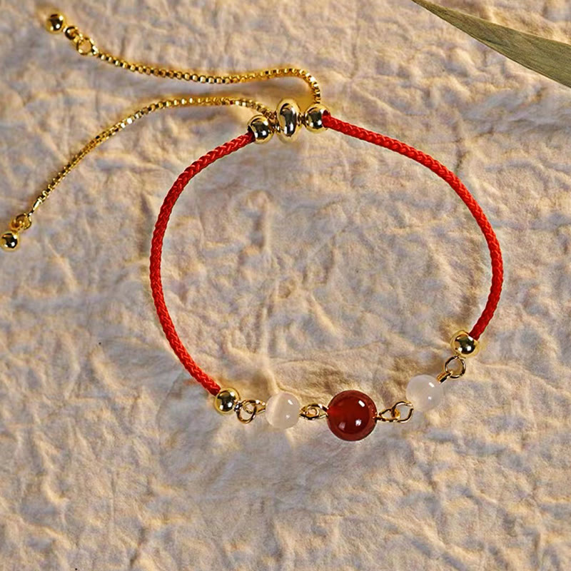 Nimara Ritual Red Agate Cat Eye Braided String Confidence Bracelet