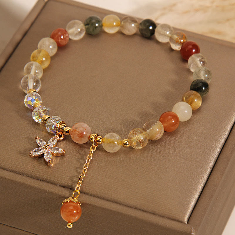 Nimara Ritual Multicolored Rutilated Quartz Auspiciousness Zircon Flower Bracelet
