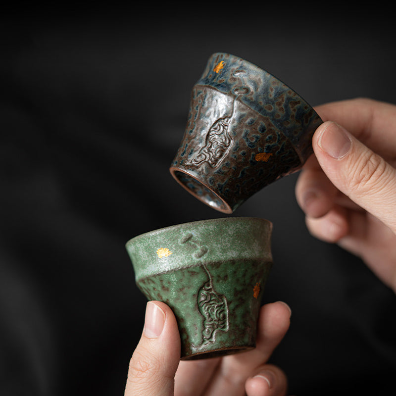 Nimara Ritual Small Vintage Style Ceramic Teacup Kung Fu Tea Cup 50ml