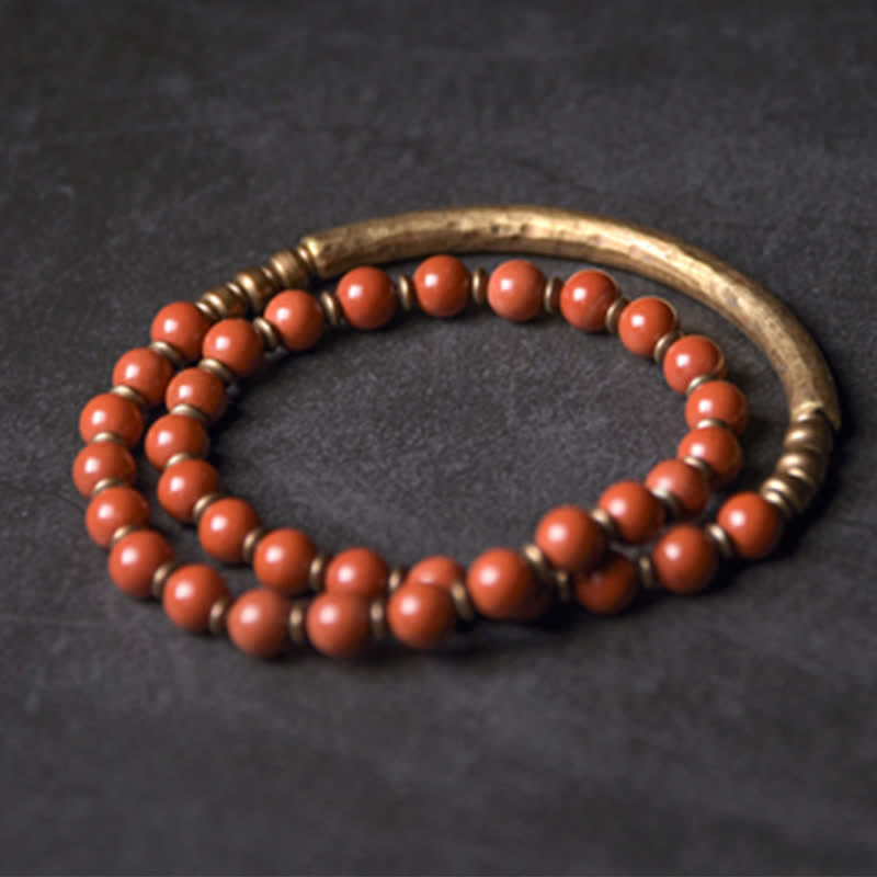 Nimara Ritual Red Jasper Moss Agate Black Obsidian Crystal Copper Peace Couple Bracelet