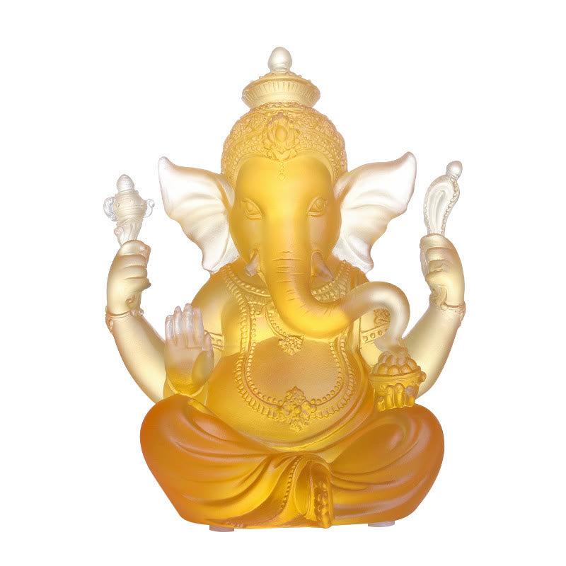Nimara Ritual Handmade Ganesh Ganpati Elephant Figurine Liuli Crystal Art Piece Protection Statue Home Decoration