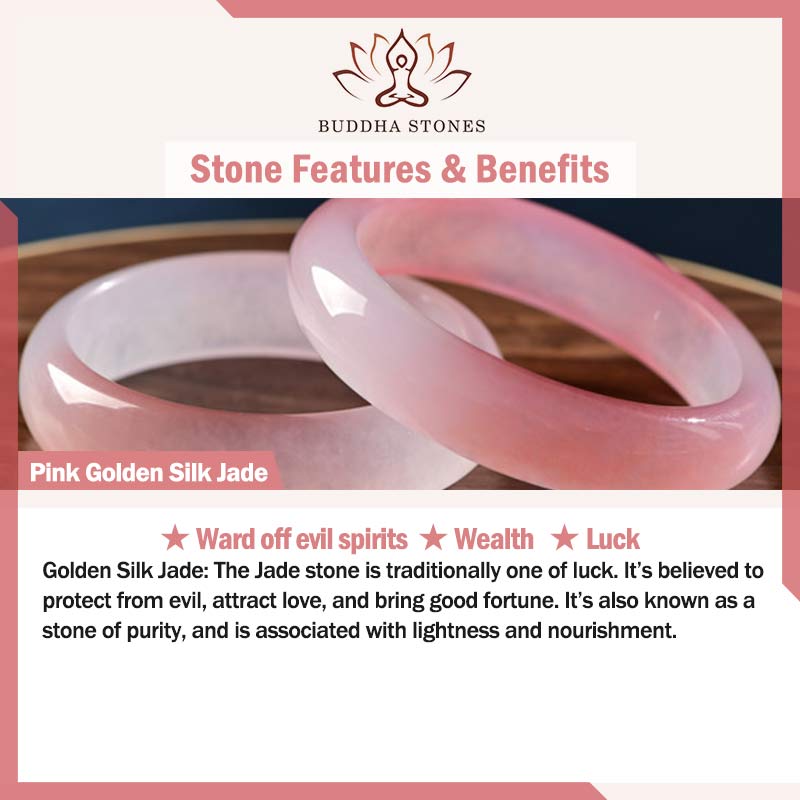 Nimara Ritual Pink Golden Silk Jade Wealth Bracelet Bangle