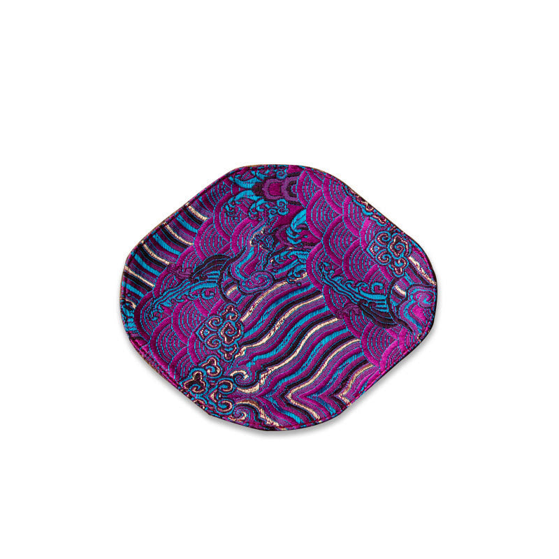 Nimara Ritual Vintage Sea Wave Bamboo Plum Blossom Embroidered Cup Mat Pad Tea Cup Coaster Kung Fu Tea Mat