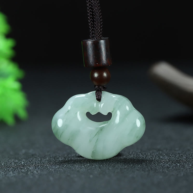 Nimara Ritual Tianshan Jade Golden Silk Jade Chinese Lock Charm Abundance Necklace Pendant