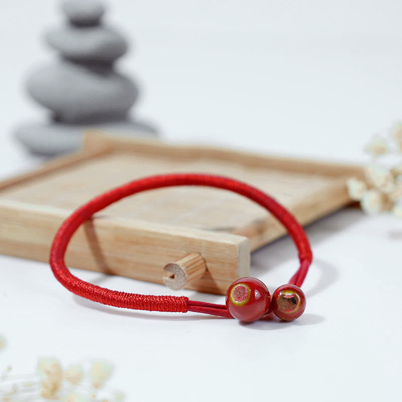 Nimara Ritual FengShui Lucky Red String Ceramic Bracelet