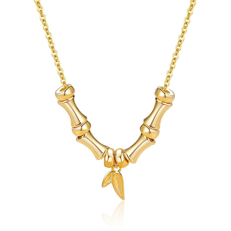 Nimara Ritual Golden Bamboo Pattern Titanium Steel Wealth Necklace Pendant
