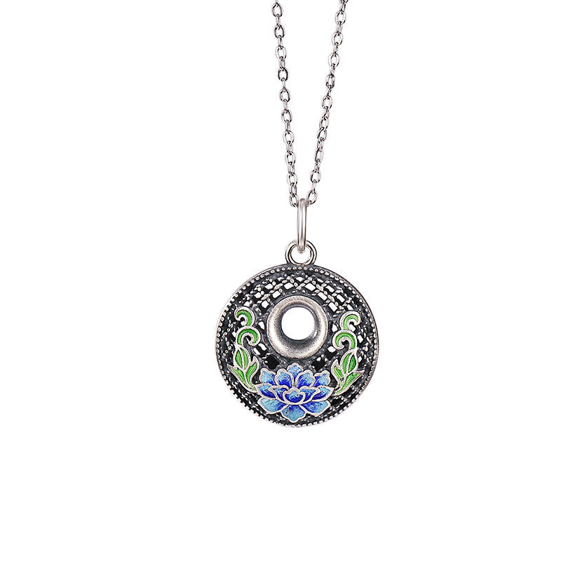 Nimara Ritual 999 Sterling Silver Koi Fish Fu Character Lotus Peace Buckle Wealth Necklace Pendant