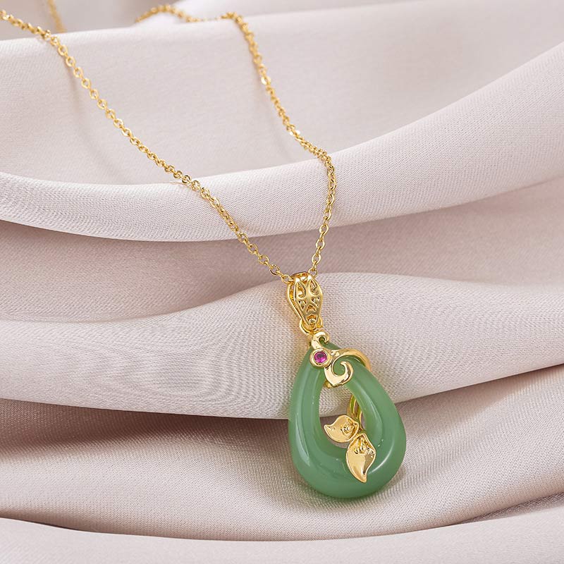 Nimara Ritual Jade Oval Pattern Blessing Fortune Necklace Pendant