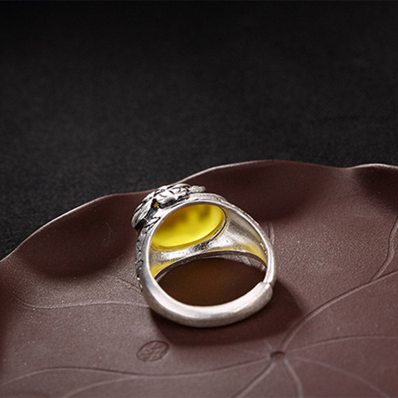 Nimara Ritual Citrine Lotus Blessing Protection Adjustable Ring