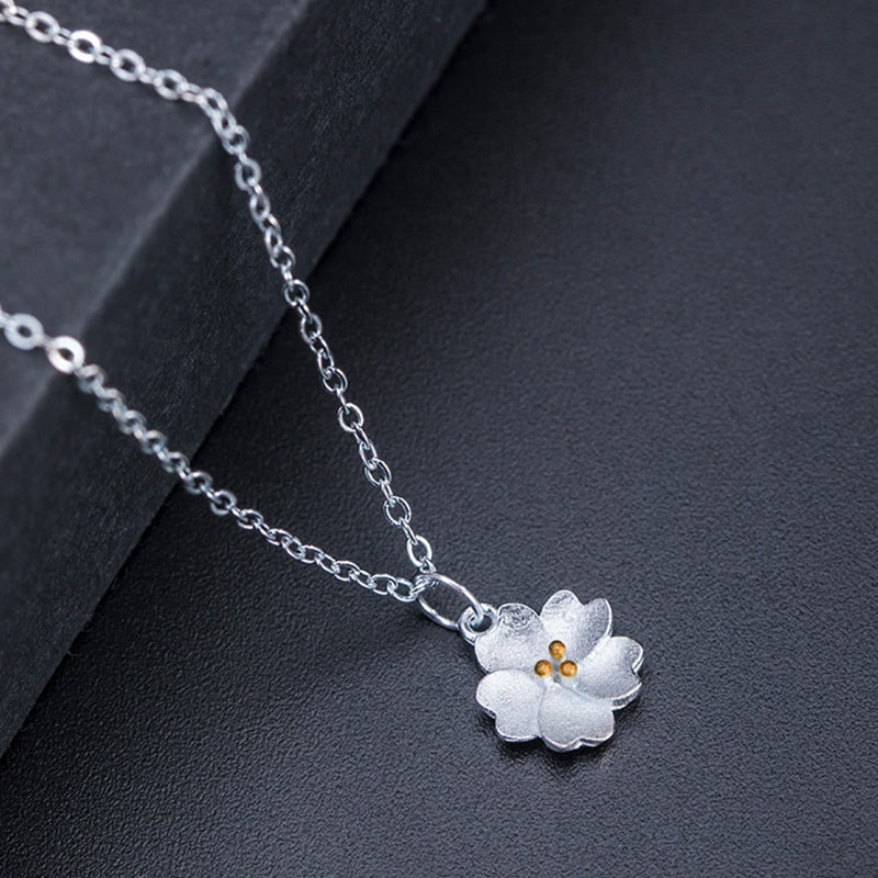 Nimara Ritual 925 Sterling Silver Cherry Blossom Flower Blessing Necklace Pendant