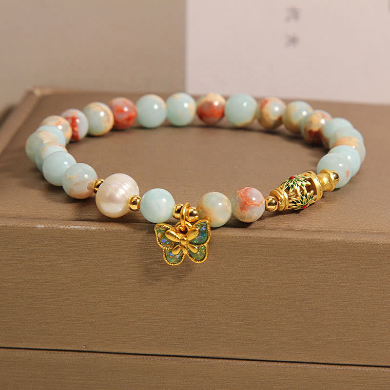 Nimara Ritual Shoushan Stone Pearl Butterfly Wealth Bracelet