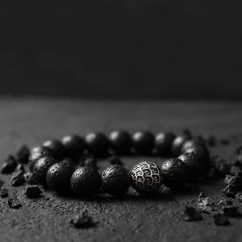Nimara Ritual Lava Rock Fish Scales Bead Healing Bracelet
