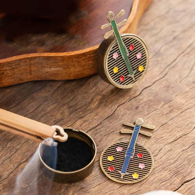 Nimara Ritual Small Mini Gourd Fan Pipa Copper Alloy Incense Burner Decoration With Incense