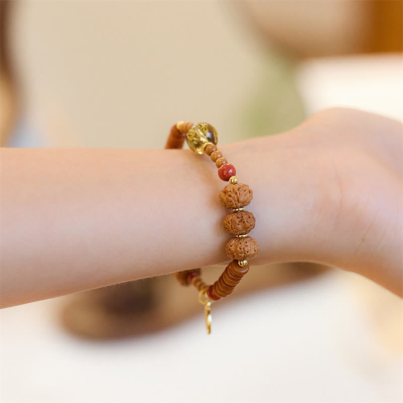 Nimara Ritual Tibetan Bodhi Seed Black Onyx Smoky Quartz Om Mani Padme Hum Fu Character Wealth Bracelet