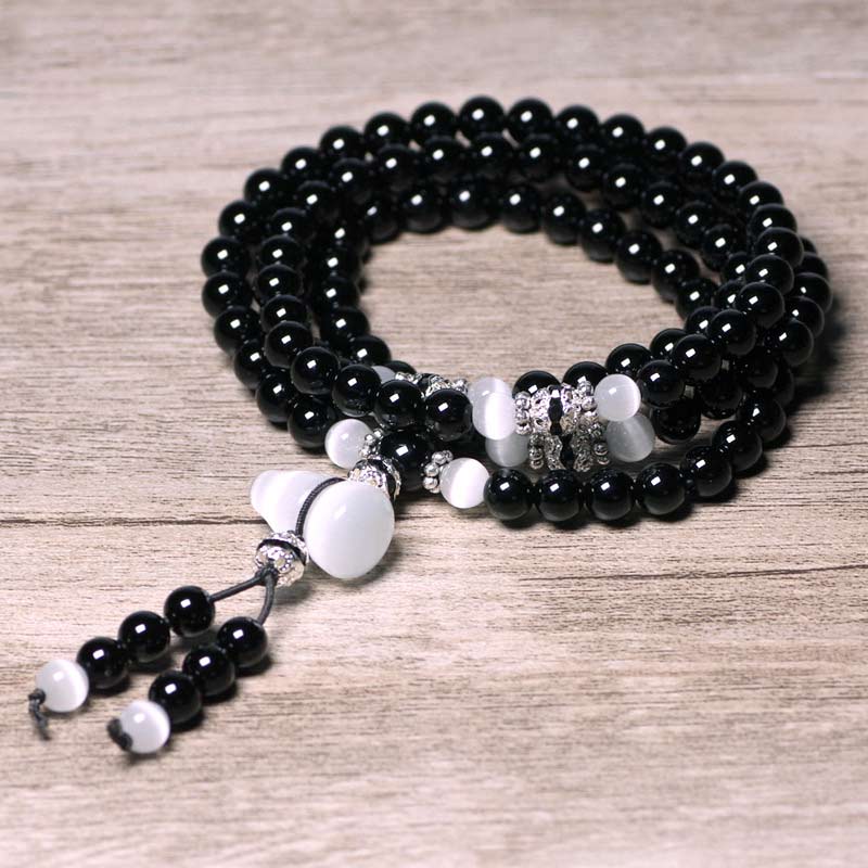 Nimara Ritual Black Onyx White Crystal Bead Meditation Bracelet